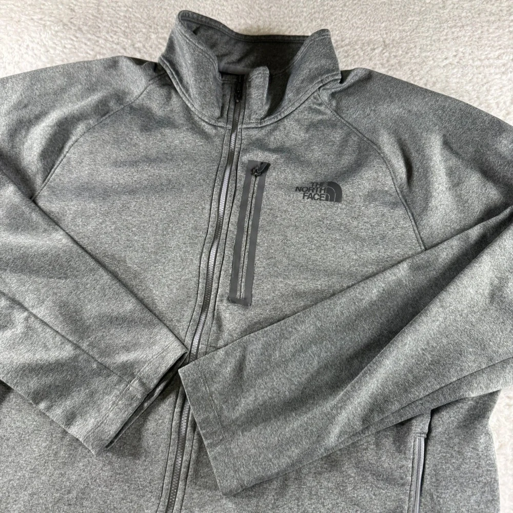 The North Face Men's XXL 2XL Full Zip Sweatshirt Light Gray Pocket Grey Clean